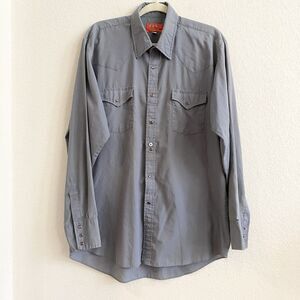 Ely Plains Pearl Snap Shirt Long Sleeve Gray Size‎ 16 1/2 34-35 *